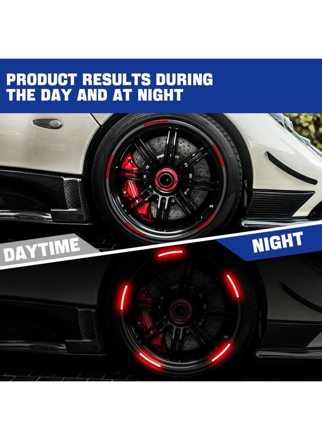 PACLVIO 20PCS Car Wheel Stripe Reflective Stickers, Anti-Scratch Reflective Rim Stickers, Night Safety Warning Car Stickers, Car Accessories Waterproof Night Safety Decals for Most Cars (Red) - Image 5