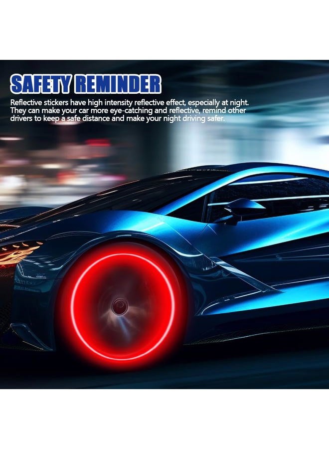 PACLVIO 20PCS Car Wheel Stripe Reflective Stickers, Anti-Scratch Reflective Rim Stickers, Night Safety Warning Car Stickers, Car Accessories Waterproof Night Safety Decals for Most Cars (Red) - Image 4