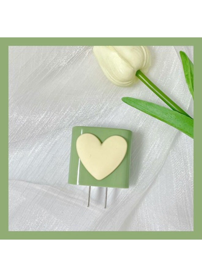 Generic Black Love 20W For Apple Data Cable Protective Cover Suitable For Iphone14promax Fast Charge 20W Charger Head-Color:Green Love Single Shell Head-Applicable Model:18W/20W Universal  - Image 1