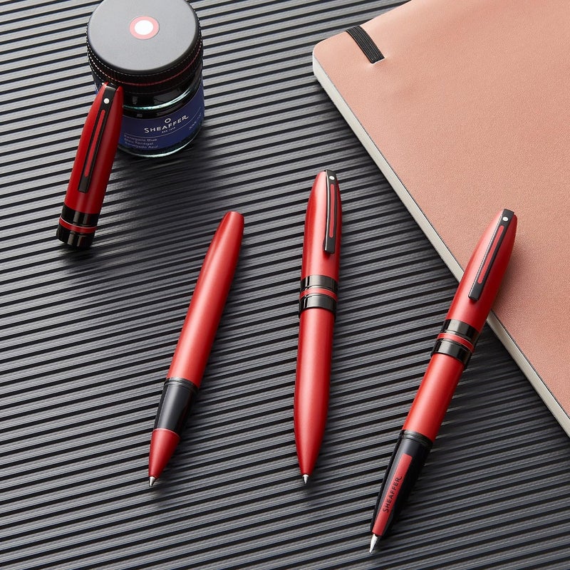 SHEAFFER قلم شيفر أيكون E9111 معدني أحمر مع تفاصيل سوداء PVD متوسط - Image 2