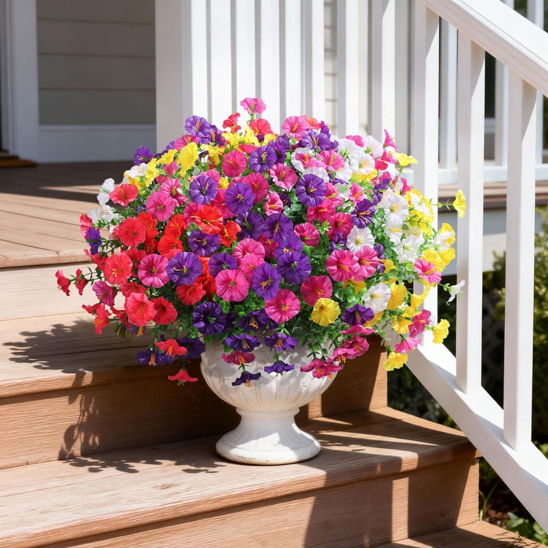 Ivydale 24 Bundles Artificial Flowers for Outdoors Spring Plants Outdoor Decor, Faux Silk Morning Glory Fake Flowers Bulk Petunias Realistic UV Resistant for Outside Porch Patio Window Garden Yard - Image 4