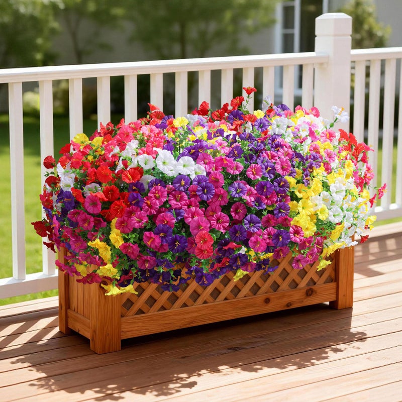 Ivydale 24 Bundles Artificial Flowers for Outdoors Spring Plants Outdoor Decor, Faux Silk Morning Glory Fake Flowers Bulk Petunias Realistic UV Resistant for Outside Porch Patio Window Garden Yard - Image 3