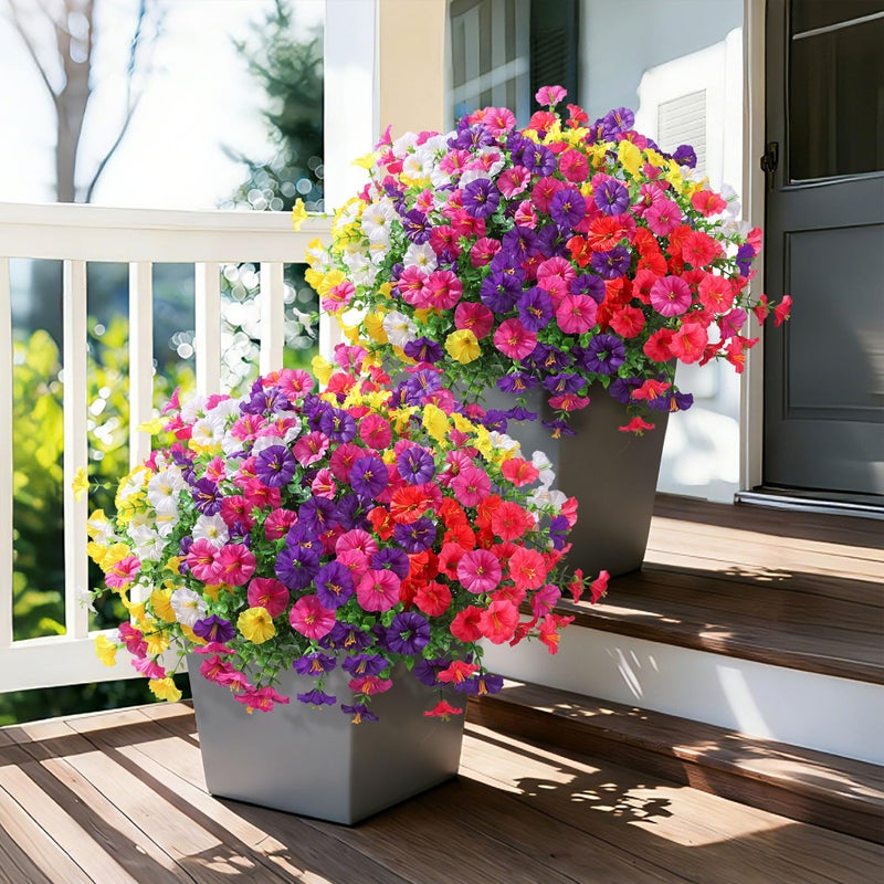 Ivydale 24 Bundles Artificial Flowers for Outdoors Spring Plants Outdoor Decor, Faux Silk Morning Glory Fake Flowers Bulk Petunias Realistic UV Resistant for Outside Porch Patio Window Garden Yard - Image 2