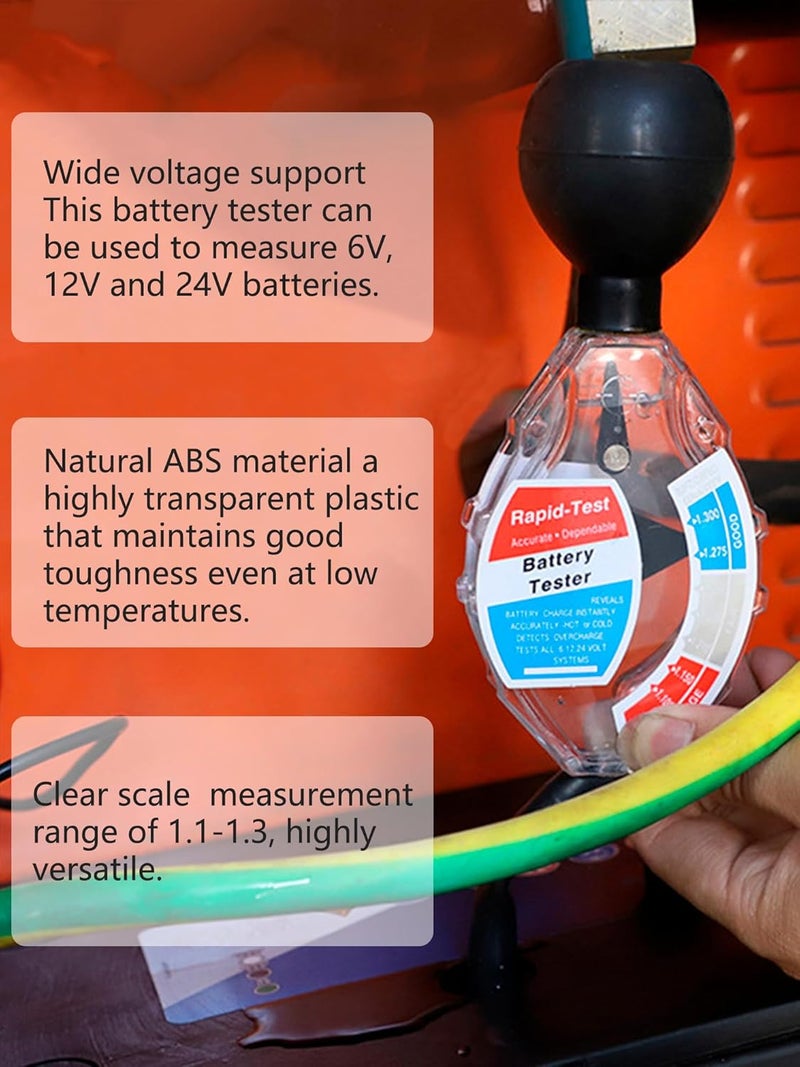 Rapid Battery Hydrometer Tester, Deep Cycle Battery Tool, Fast Detection Tool for 6V 12V 24V Golf Cart Battery System（Inhalation） - Image 4