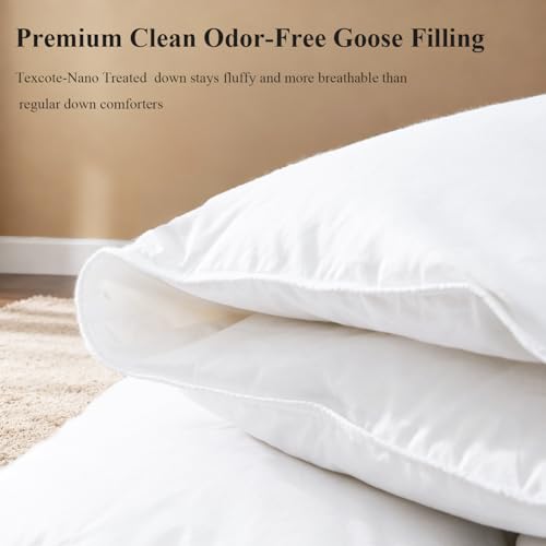 Globon Winter White Goose Down Comforter Queen Size,Down Duvet Insert,800 Fill Power,420 Thread Count Ultra Soft Noiseless Shell with Corner Tabs,White - Image 5