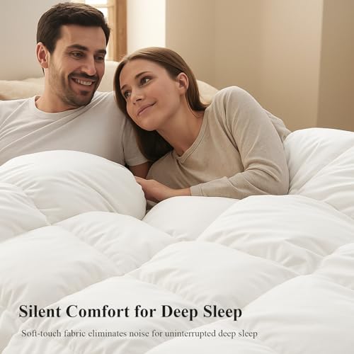 Globon Winter White Goose Down Comforter Queen Size,Down Duvet Insert,800 Fill Power,420 Thread Count Ultra Soft Noiseless Shell with Corner Tabs,White - Image 4