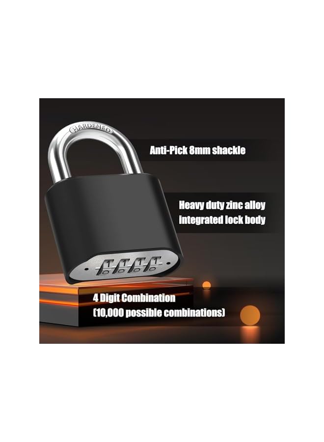 PROMASS PROMASS Combination Lock, 4 Digit Heavy Duty Combination Lock Outdoor Waterproof Padlock 1.3 Inch Shackle for Gate, Fence,Toolbox, Case, Hasp Storage, Gym Locker, Sports Locker, School Locker  - Image 2