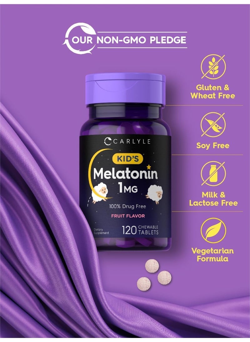 Carlyle Kids Melatonin 1mg | 120 Chewable Tablets | Fruit Flavor | Vegetarian Supplement | Non-GMO, Gluten Free Formula - Image 4