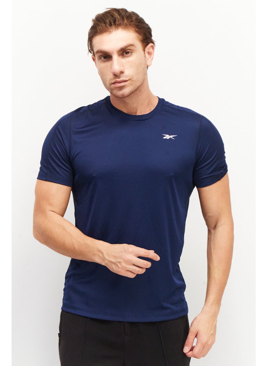 Reebok Men Sportswear Fit Short Sleeves Running T-Shirt, Navy Blue  - Image 1