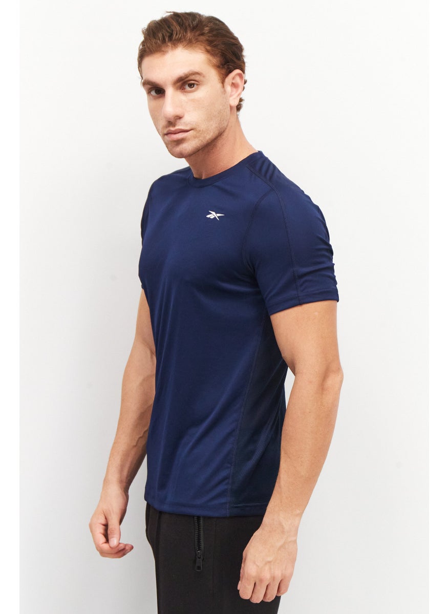 Reebok Men Sportswear Fit Short Sleeves Running T-Shirt, Navy Blue  - Image 3