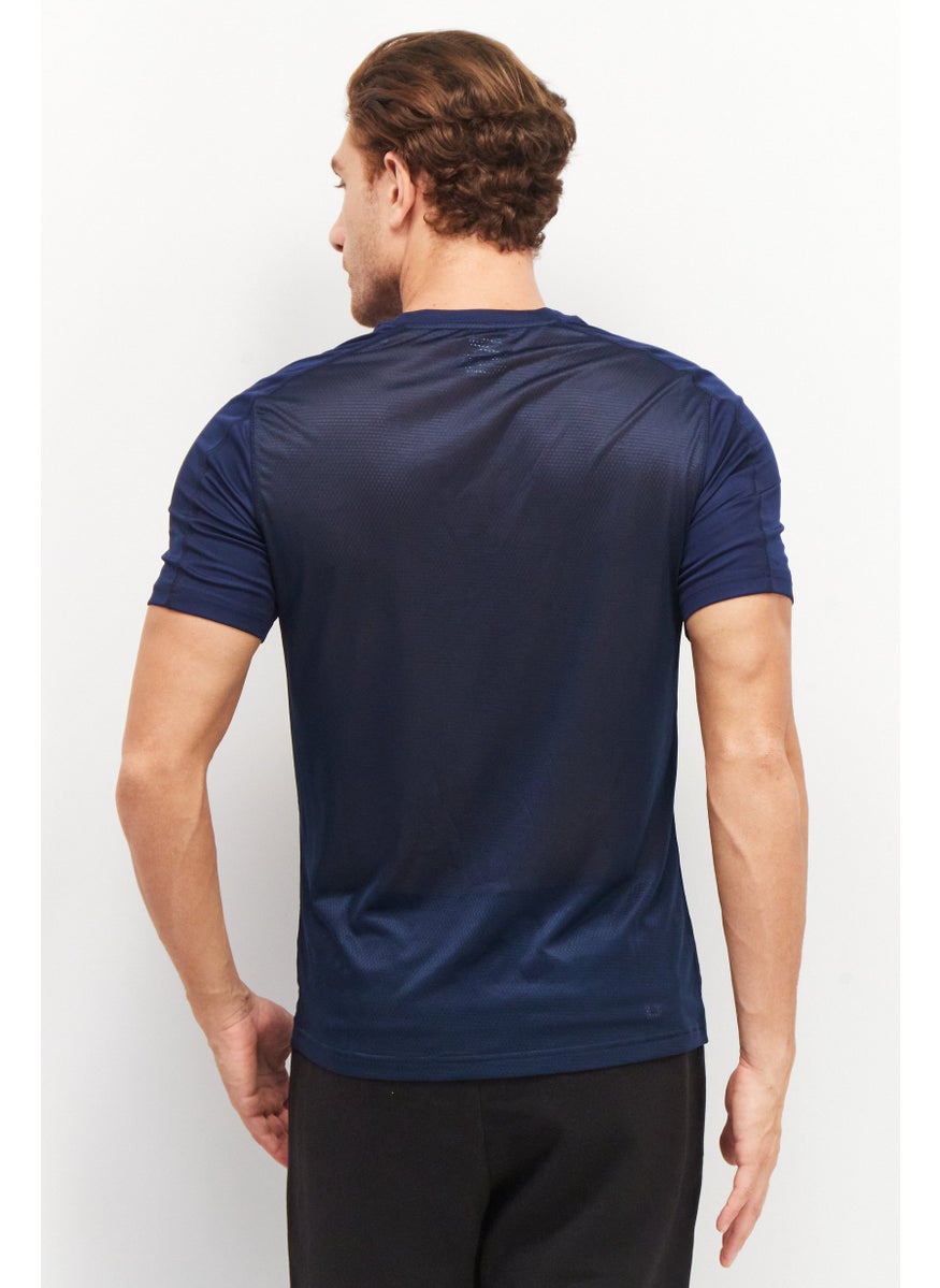 Reebok Men Sportswear Fit Short Sleeves Running T-Shirt, Navy Blue  - Image 2