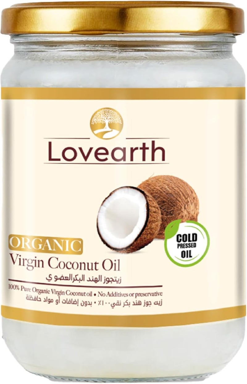 LoveArth Organic Virgin Coconut Oil 500ml | Cold Pressed & Unrefined | 100% Pure Natural Oil for Cooking, Skin & Hair | Keto, Vegan & Gluten Free - Image 1