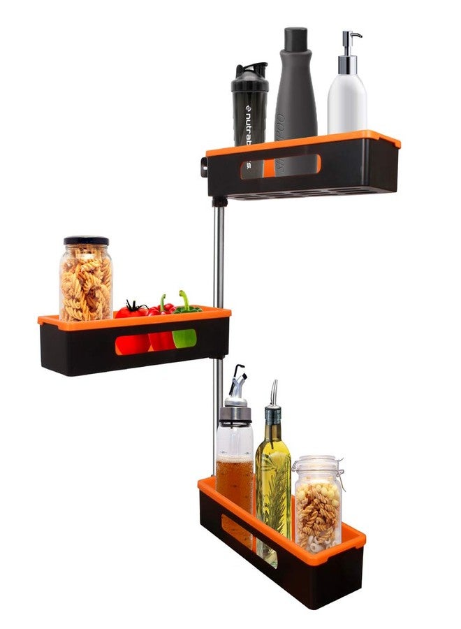 PANTH® Shelf Luxury Kitchen Spice 3-Level Rotation 180 Degrees Rugged and Durable Design Perforated, Hanging Wall Shelves,3 Tier Multi Function Aluminum Rotating Bathroom Kitchen Corner Shelves - Image 3