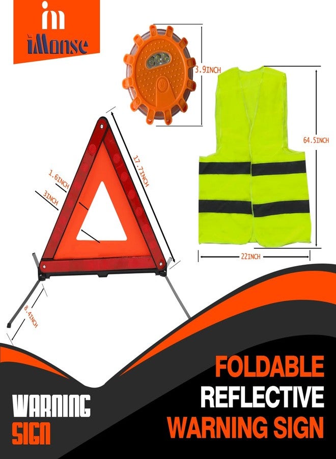 iMonse Warning Safety Triangle Kit, Emergency Roadside Warning Reflective Triangle 2 Packs with 1 LED Road Flare Light, Foldable with Storage Case for Roadside Breakdowns Emergencies - Image 4