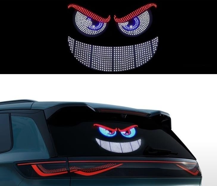AutoBizarre Devil Eyes LED Lights for Car Windshield Led Panel with USB for Car Rear Window Universal for All Cars, Vans, Trucks, etc (Red Blue White) - Image 1