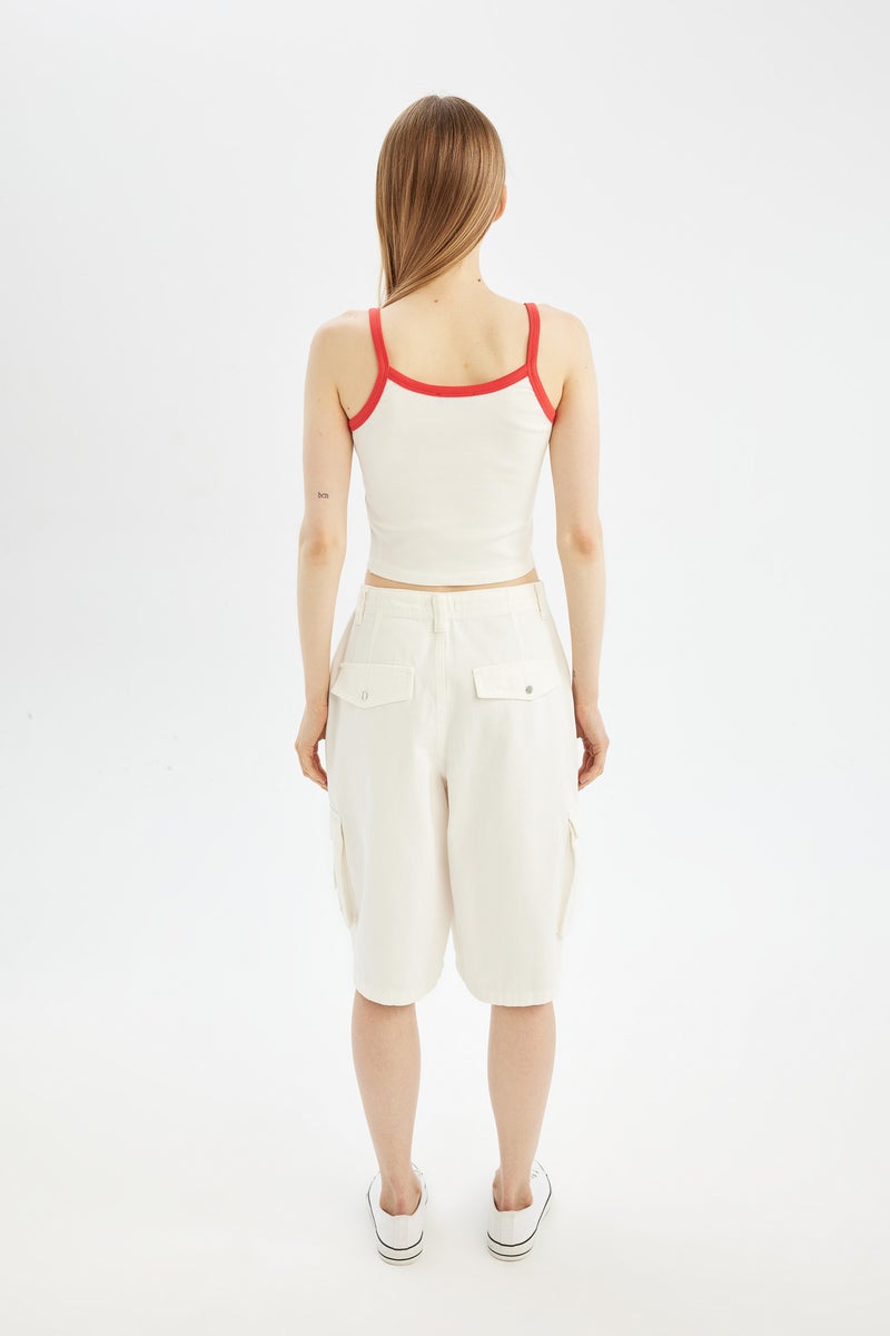 DeFacto White Woman Gabardine High waist Bermuda Casual - Image 4