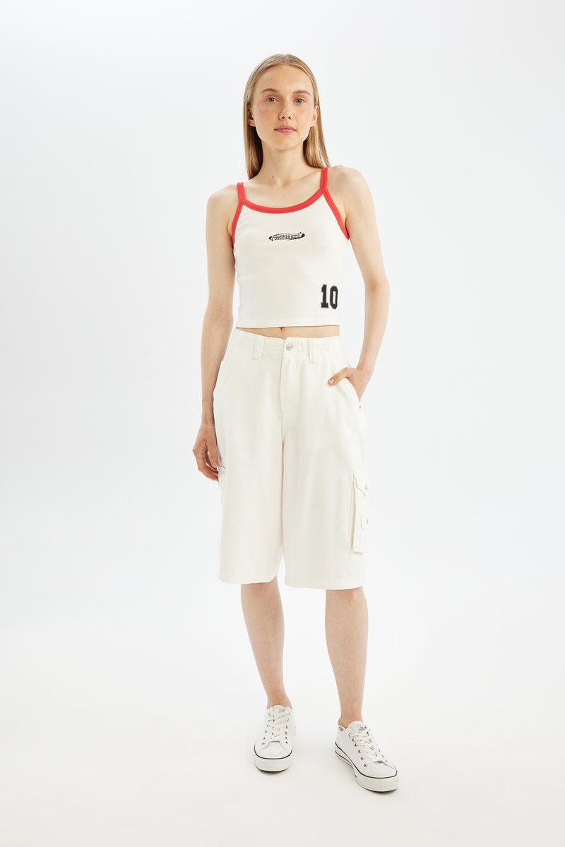 DeFacto White Woman Gabardine High waist Bermuda Casual - Image 5
