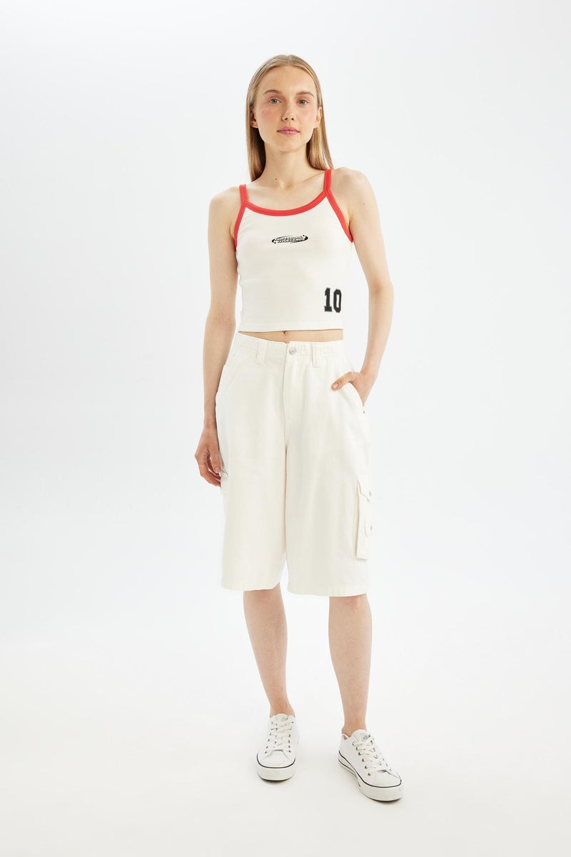 DeFacto White Woman Gabardine High waist Bermuda Casual - Image 2