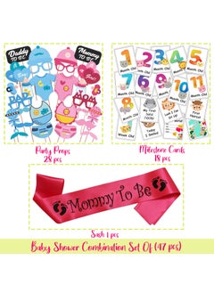 WOBBOX Wobbox Baby Shower Decoration Items| Baby Shower Ceremony Photo Booth Props for Photoshoot, Milestone Crad& Mom to Be Sash, Godh Bharai Ceremony Decoration Kit-(FP556)  - Image 2
