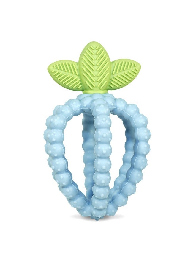 Razbaby Silicone Infant & Baby Teething Toy Textured Berrybumps Soothe Babies’ Sore Gums Razberry Bites Relief Teether Back & Front Teeth Bpa Free Easy To Hold Fruit Shape For Babies 3M+ Blue - Image 1