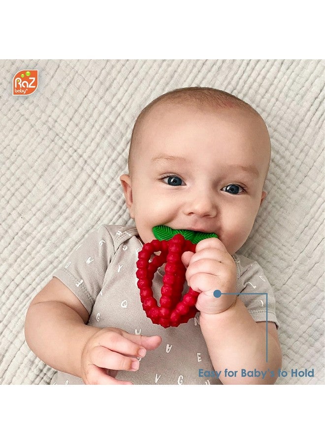 Razbaby Silicone Infant & Baby Teething Toy Textured Berrybumps Soothe Babies’ Sore Gums Razberry Bites Relief Teether Back & Front Teeth Bpa Free Easy To Hold Fruit Shape For Babies 3M+ Blue - Image 3