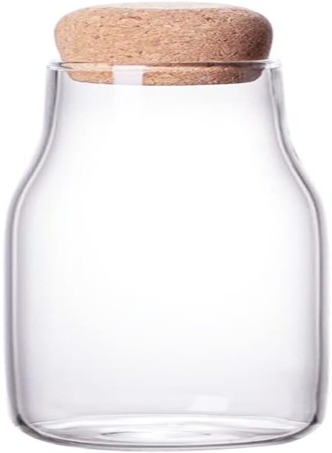 IVAILEX Glass Jars with Cork Lids, Candy Jar with Lid, Coffee jar for Counter, Cookie Jar with Airtight Lids, Clear Glass Jar for Candy, Tea, Coffee Bean, Sugar, Spices, Apothecary etc(300ml/10.15oz)