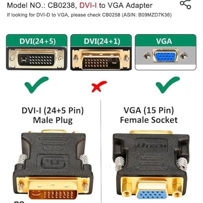 DTech DVI MALE TO VGA FEMALE ADAPTER - Image 2