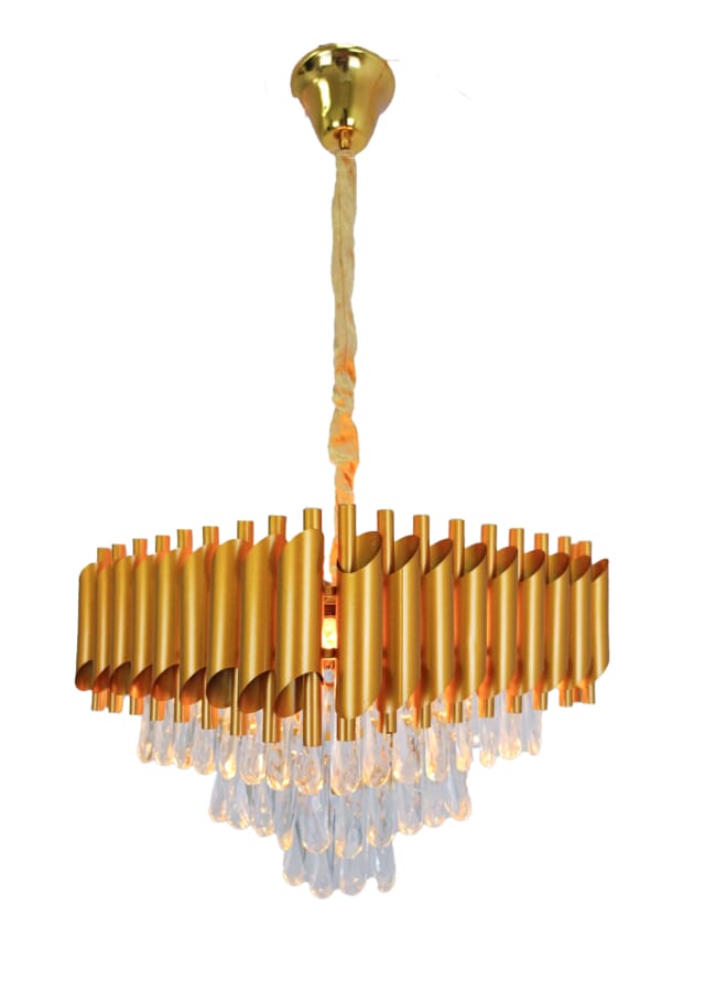 بيست باور ثريا كريستال ذهبية 8011، شكل مربع، 40 سم، 5 قواعد لمبات E14، طول قابل للتعديل 50 سم، إضاءة فاخرة لغرف المعيشة، وغرف الطعام، وغرف النوم. - Image 3