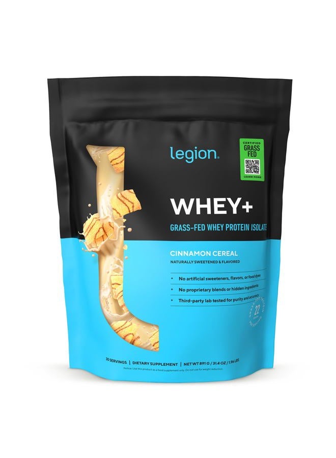 LEGION Whey+ Protein Powder (Cinnamon Cereal) - Low Carb and Calorie Whey Isolate Protein Powder - Non-GMO, Lactose-Free, Sugar-Free Whey Protein Isolate Powder from Grass Fed Cows (30 Servings) - Image 1