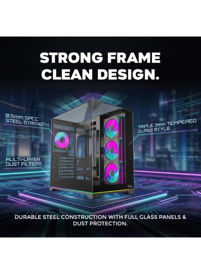 TWISTED MINDS Gaming Case, ELITE Mid Tower PC Case, Tempered Glass Side Panel, ATX / M-ATX / Mini-ITX Support, High Airflow Design | TM-ELITE-B black - Image 5