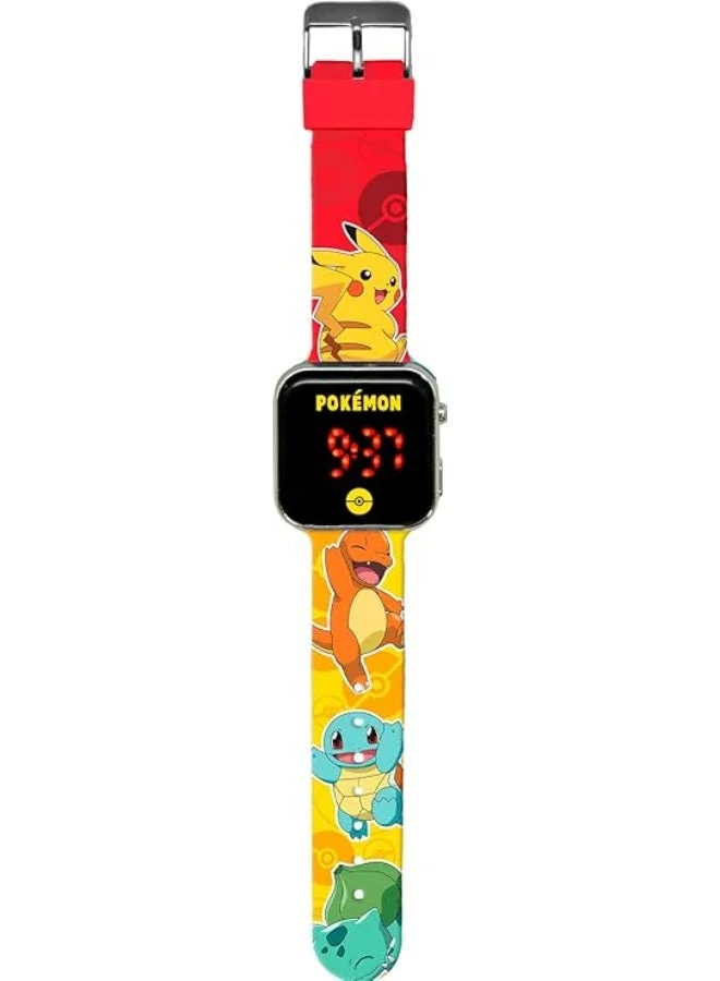 Pokemon Pokemon Orange Printed Strap LED Boys Watch - POK4435