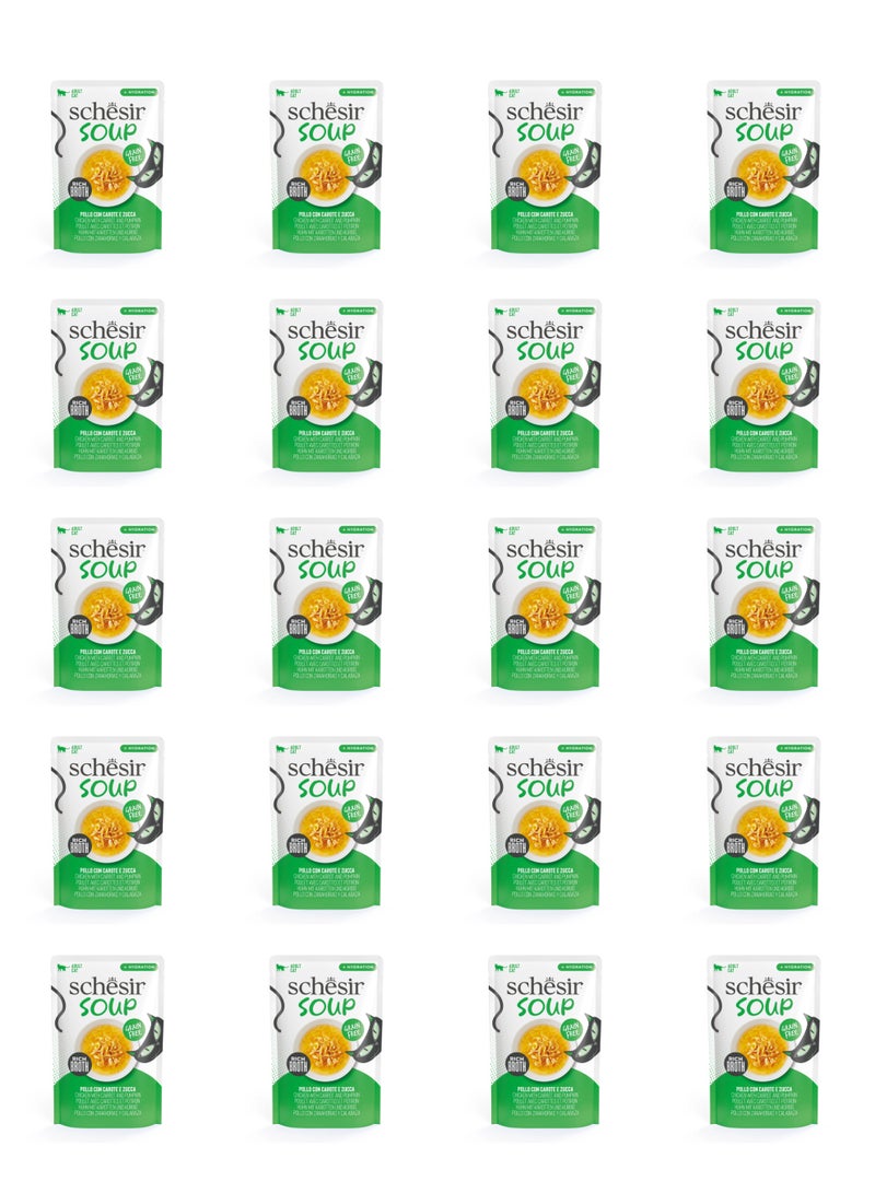 شيسر طعام القطط الرطب من شيسير سوب في كيس حساء - دجاج مع اليقطين 40 جم × 20 قطعة - Image 1