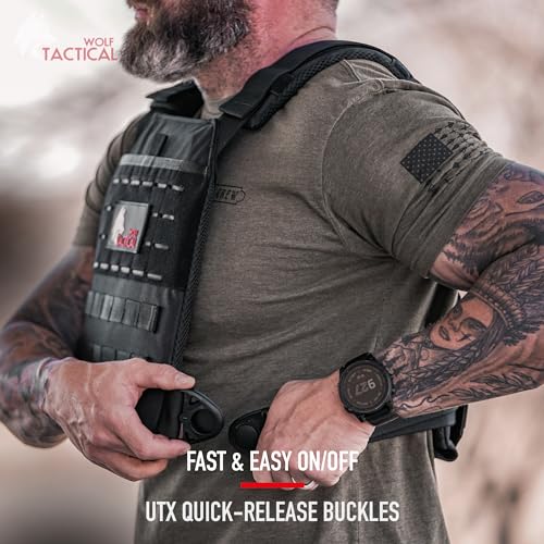WOLF TACTICAL Simple Weighted Vest Men Womens Weighted Vest for Walking Running Training Rucking Adjustable Weight Vest, Black - Image 5