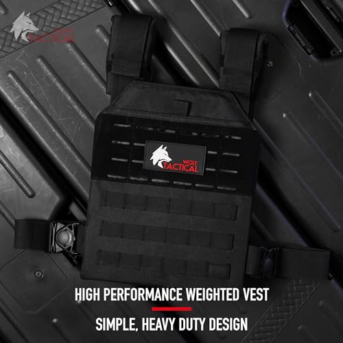 WOLF TACTICAL Simple Weighted Vest Men Womens Weighted Vest for Walking Running Training Rucking Adjustable Weight Vest, Black - Image 3