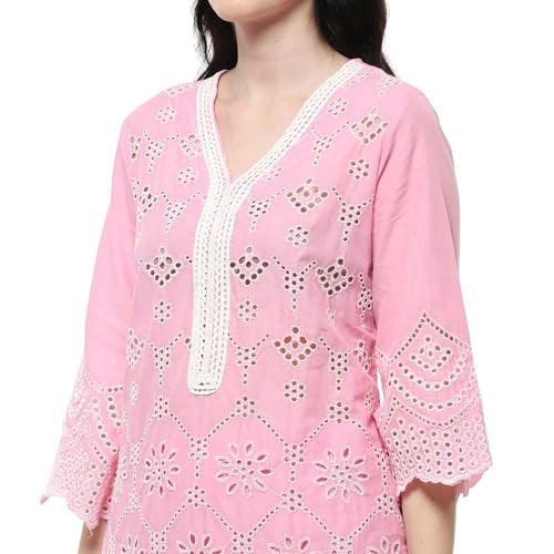 BIBA Women Pink Cotton Straight Kurta Set_38 - Image 2