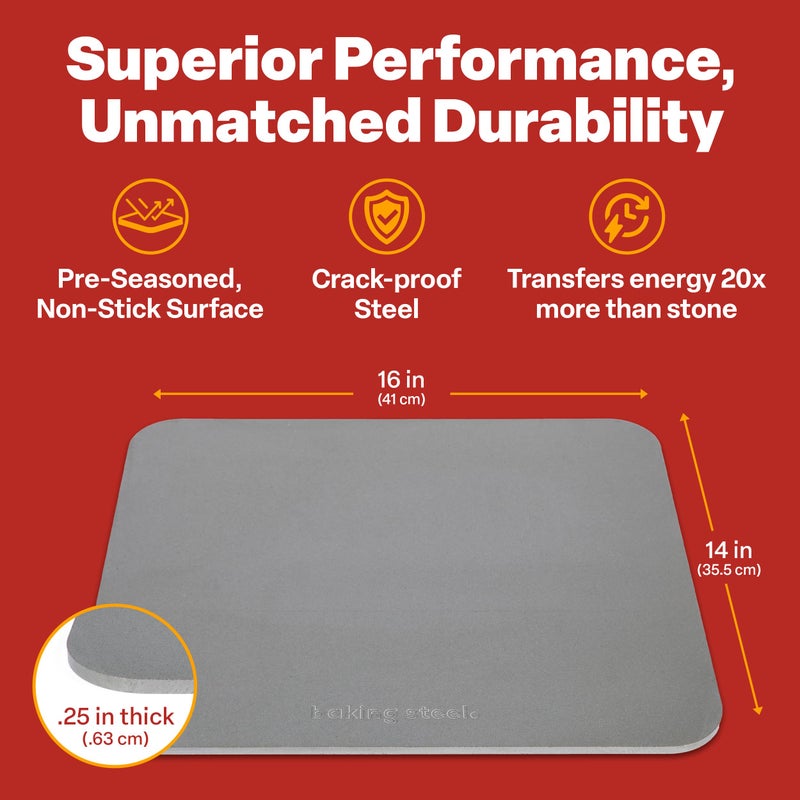 Baking Steel - The Original Ultra Conductive Pizza Stone (14"x16"x1/4") - The Original Baking Steel for Pizza & Bread for Indoor & Outdoor Use - Pre-Seasoned, Naturally Non-Stick Surface & Crack-Proof - Image 3