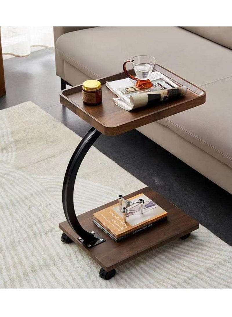 TRASSLE Sofa End Table, Narrow Side Table C Shaped Sofa Side Table with Metal Frame, Coffee Snack Couch Table for Living Room, Bedroom, Bedside - Image 1