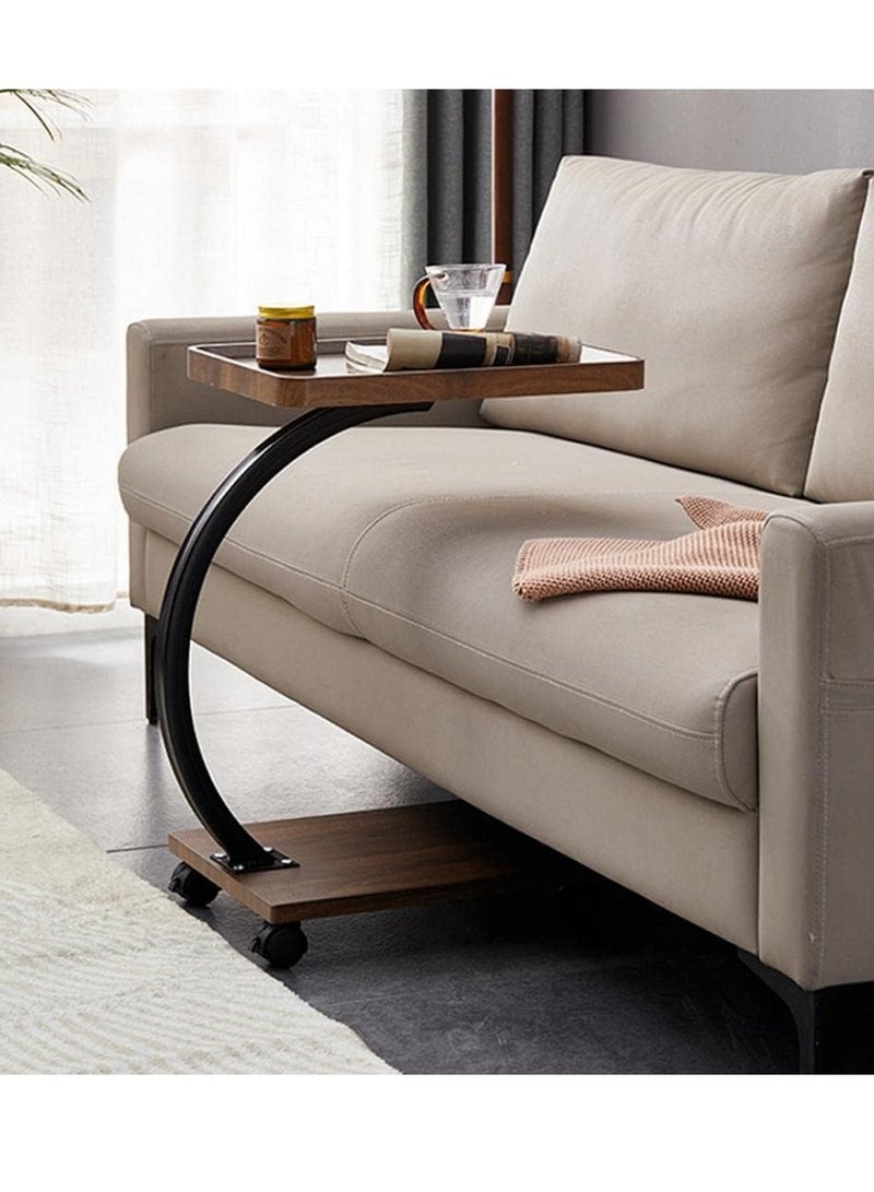 TRASSLE Sofa End Table, Narrow Side Table C Shaped Sofa Side Table with Metal Frame, Coffee Snack Couch Table for Living Room, Bedroom, Bedside - Image 5