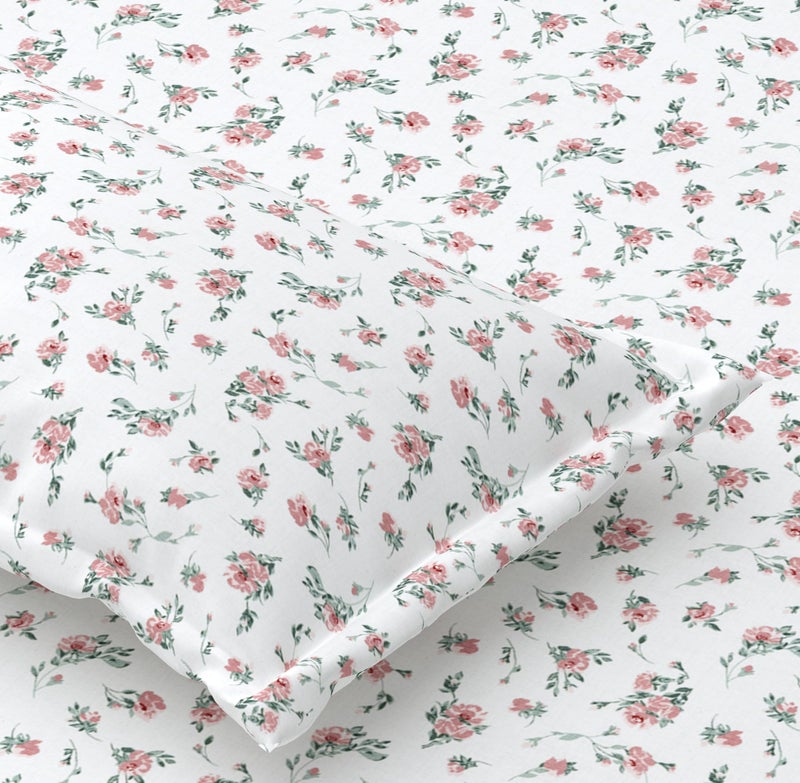 Plumora Double Bed Cotton Bedsheet Queen Size 90x100, 100% Pure Cotton Bed Sheet with 2 Pillow Covers, 240 TC Soft Breathable Floral Design – (Orange Floral) - Image 1