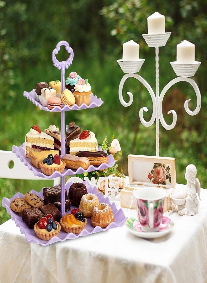 Yaomiao 6 Set 3 Tier Plastic Cupcake Stand Macaron Color Dessert Cup Cake Holder Tower Reusable Tiered Serving Tray Cakes Fruit Candy Display Tower for Wedding Birthday Tea Party Baby Shower (Square) - Image 5