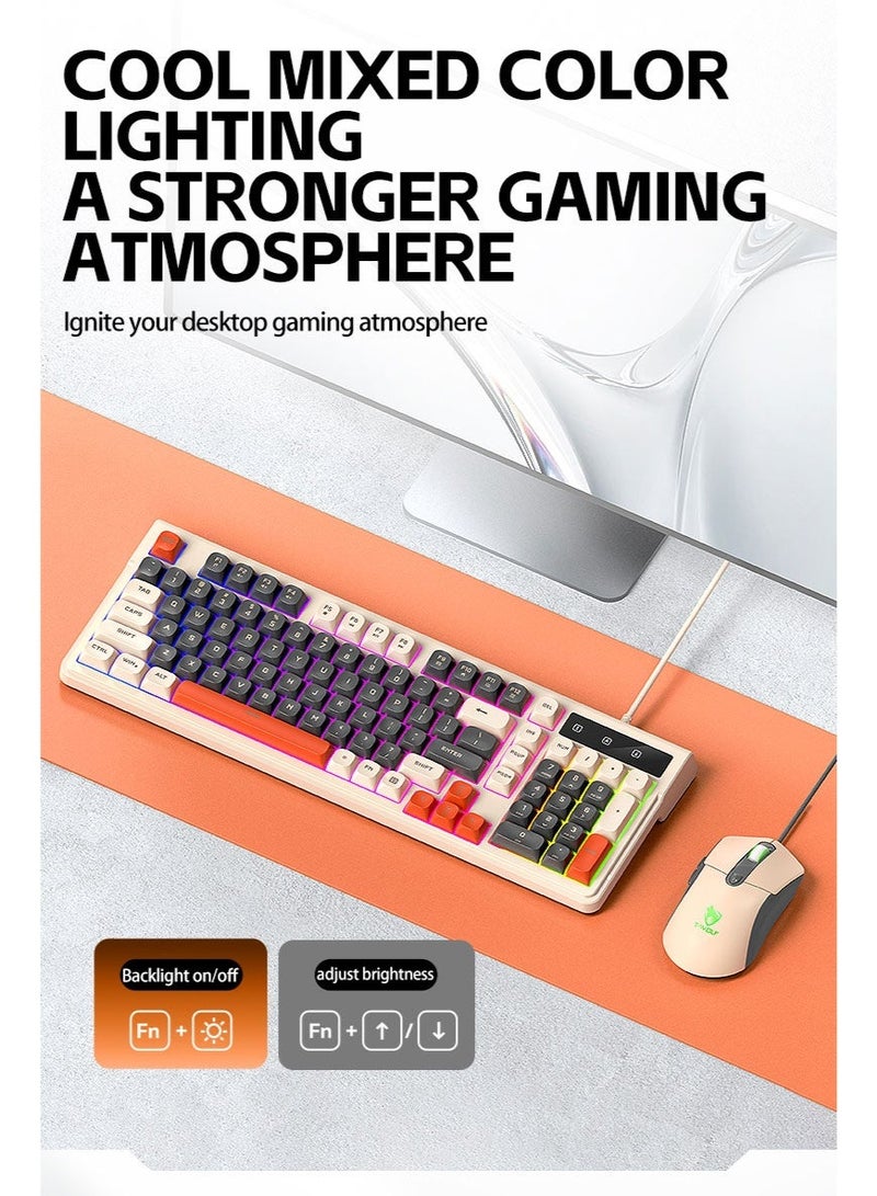 TWOLF TF330 98 Keys Mix Colors Wired Gaming Mouse Keyboard Combination Backlit Gaming Keyboard Mixed Color Backlit 7200DPI Mouse - Image 5