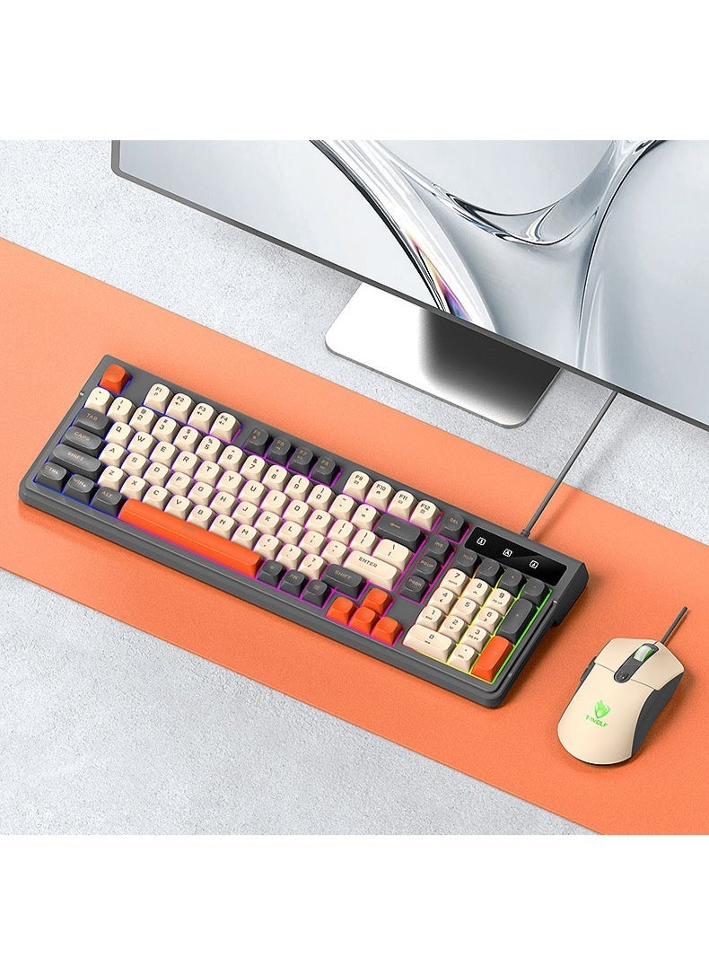 TWOLF TF330 98 Keys Mix Colors Wired Gaming Mouse Keyboard Combination Backlit Gaming Keyboard Mixed Color Backlit 7200DPI Mouse - Image 2