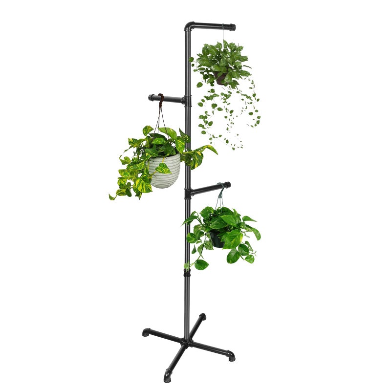 Chloraeon Hanging Plant Stand, Plant Hanger Indoor, Corner Hanging Plant Stand, Black Metal Holder for Bedroom, Living Room, Garden, Balcony - Image 1