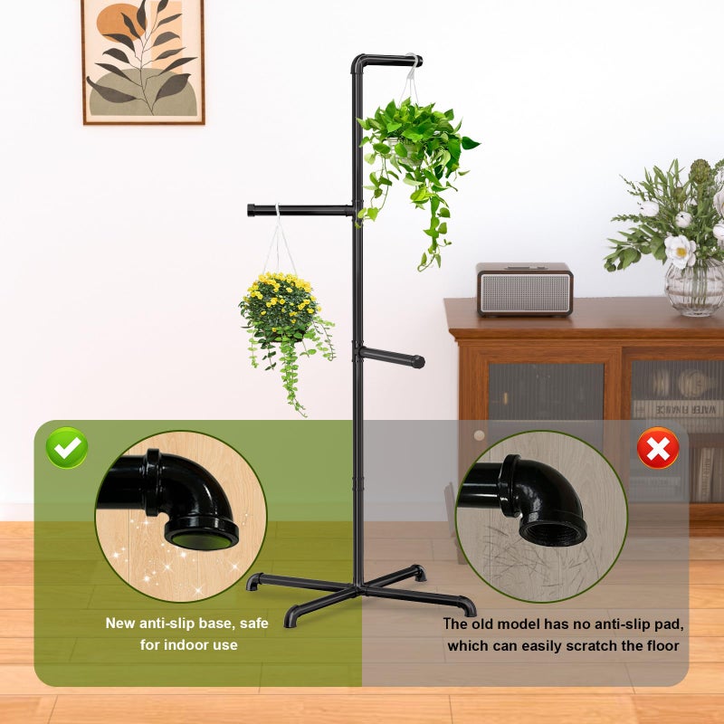 Chloraeon Hanging Plant Stand, Plant Hanger Indoor, Corner Hanging Plant Stand, Black Metal Holder for Bedroom, Living Room, Garden, Balcony - Image 4