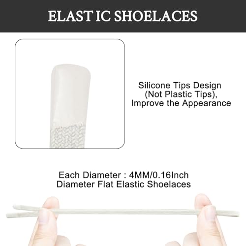 Endoto Elastic Shoelaces for ON Cloudtilt Sneakers, 4MM No Tie Shoes Laces Replacements Stretchy Bungee Running Training(Color:Pearl,Size:26Inch) - Image 3