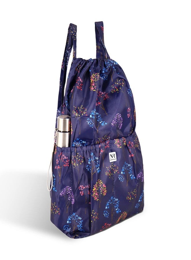 NFI essentials Floral Print Drawstring Backpack for Women Foldable Sport Bag Sackpack Nylon for Gym College Yoga Shopping - Image 2