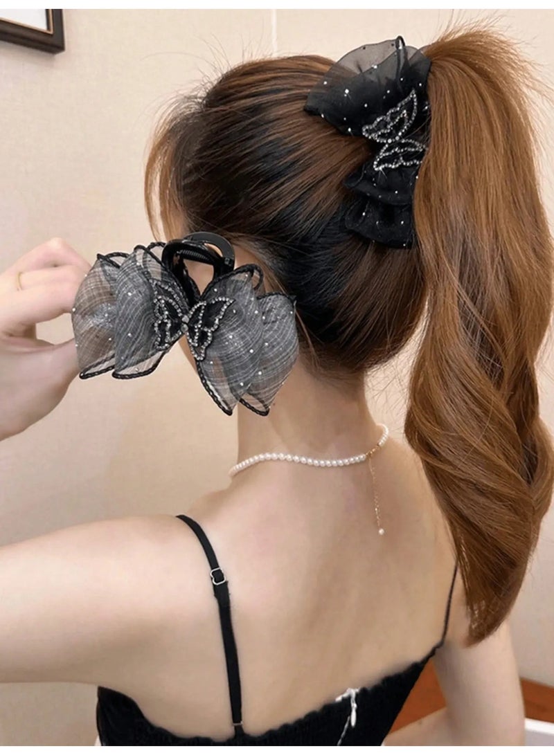 Hair Clip with Bow Design Adorned with Sparkling Crystals in a Cute Butterfly Shape — Adds a Feminine and Charming Touch to Your Hairstyle - Image 3