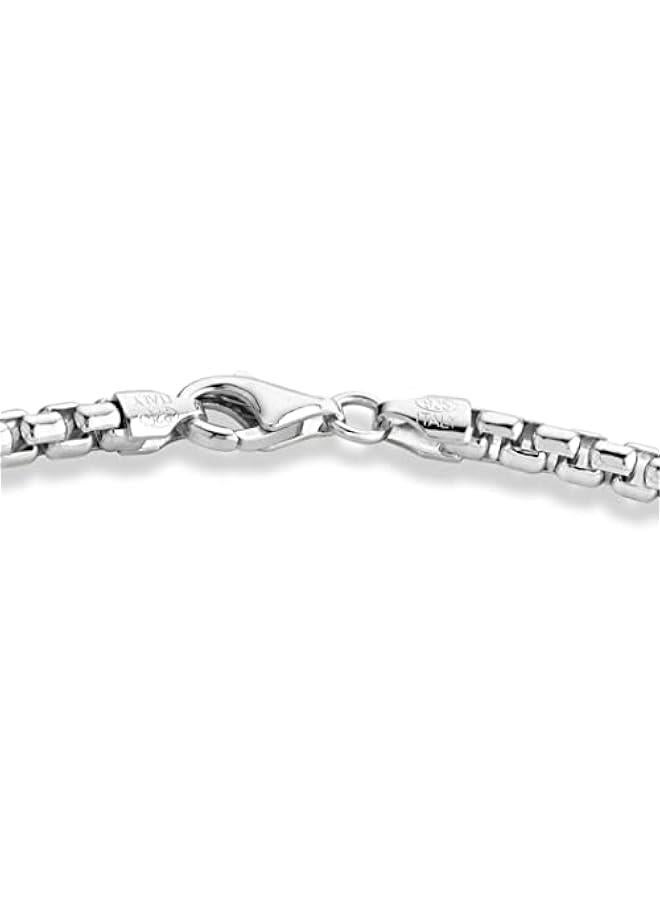 Arabest Solid 925 Sterling Silver Italian 3.5mm Square Link Round Box Chain Necklace for Women Men, Made in Italy - Image 2