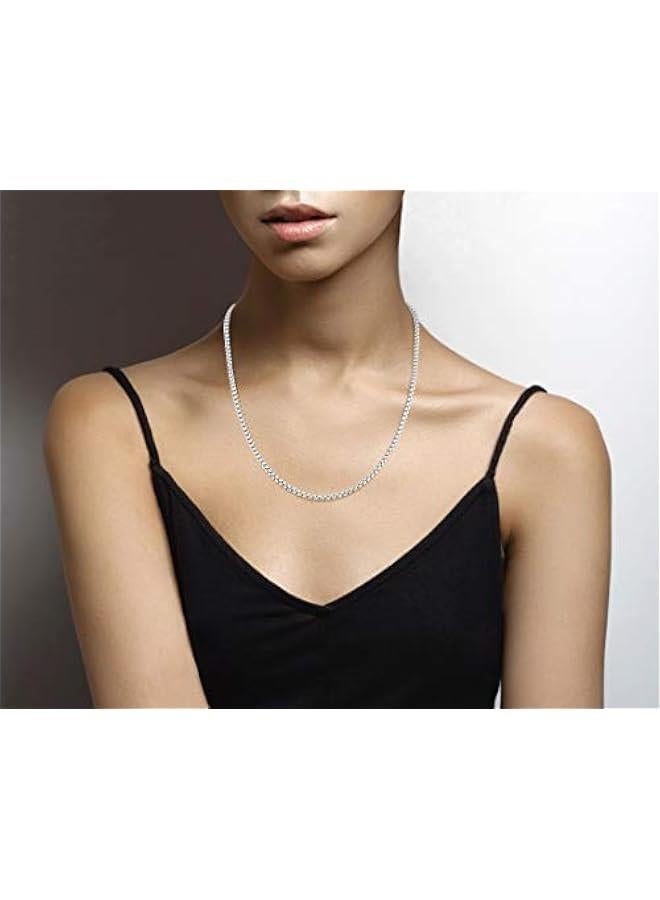 Arabest Solid 925 Sterling Silver Italian 3.5mm Square Link Round Box Chain Necklace for Women Men, Made in Italy - Image 3
