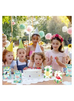Excefore 12Pcs Tropical Hawaiian Party Bags Flamingo Paper Gift Bags with 18Pcs Stickers Party Favor Bags Summer Goodie Candy Bags for Kids Adults Treat Bags Party Supplies for Birthday Wedding Baby Shower  - Image 3